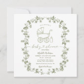 トワル フラワーベビーシャワー サージュグリーン ベビーシャワー 招待状 (正面)