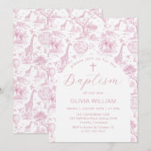 トワールサファリ ピンクの女の子 洗礼招待状 招待状 (正面/裏面)