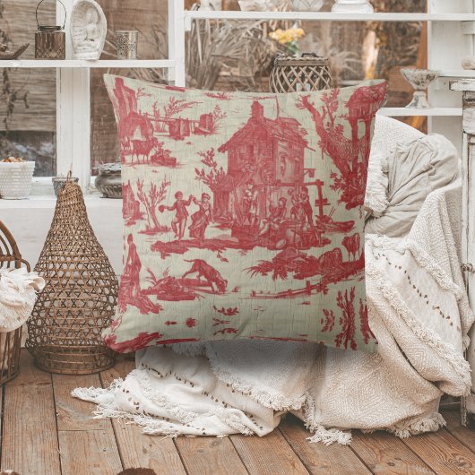 トワールデジュイヴィンテージフランスのカントリーザウェル クッション