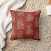 トワールデジュイヴィンテージフランスのカントリーレッドリネン クッション (ブランケット)