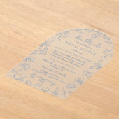 トワールヴィンテージチノワセリーフローラブライダルシャワー アクリル招待状 (レイダウン)