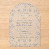 トワールヴィンテージチノワセリーフローラブライダルシャワー アクリル招待状 (正面)