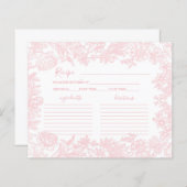 トワールヴィンテージピンクブライダルシャワーレシピカード (正面/裏面)