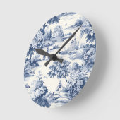 トワール・ド・ジュイ、ブルーとホワイト、磁器、 ラウンド壁時計 (傾斜)