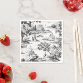 トワール・ド・ジュイ、白黒、磁器、 スタンダードカクテルナプキン (インサイチュ)