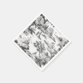 トワール・ド・ジュイ、白黒、磁器、 スタンダードカクテルナプキン (角)