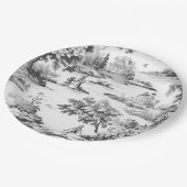 トワール・ド・ジュイ、白黒、磁器、 ペーパープレート (アングル)