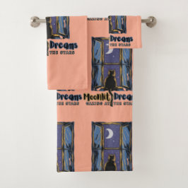 トワ疑問に思イライト：三日月の下の黒猫 バスタオルセット