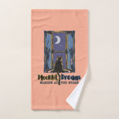 トワ疑問に思イライト:三日月の下の黒猫 バスタオルセット (ハンドタオル)