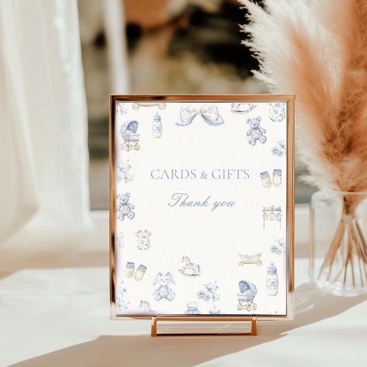 トワ・ド・ジュイ ベビーシャワー ブルーボウ テーブルトップ サイン