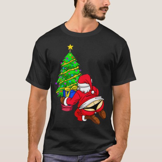 トンおもしろいクリスマスの木に贈られるサンタクロース Tシャツ (正面)