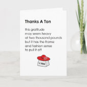 トンを感謝していしています-おもしろいな誕生日プレゼントは詩感謝していしています サンキューカード (正面)