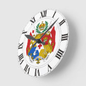 トンガの紋章付き外衣 ラウンド壁時計 (傾斜)