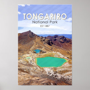 トンガリロ国立公園ニュージーランドヴィンテージ ポスター