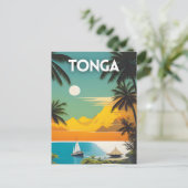 トンガヴィンテージ旅行ポスター ポストカード (スタンド正面)