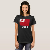 トンガ国旗でトンガ人女性男性を支援 Tシャツ (正面フル)