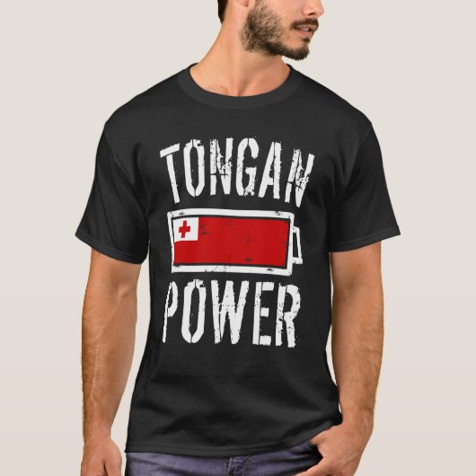 トンガ国旗トンガン電源誇りを持った電池T型 Tシャツ (正面)