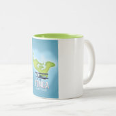 トンガ地図フライト旅行ポスター ツートーンマグカップ (正面右)