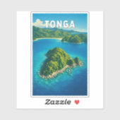 トンガ イラスト 旅行 アート ヴィンテージ シール (シート)