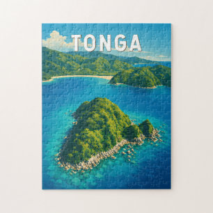 トンガ イラスト 旅行 アート ヴィンテージ ジグソーパズル