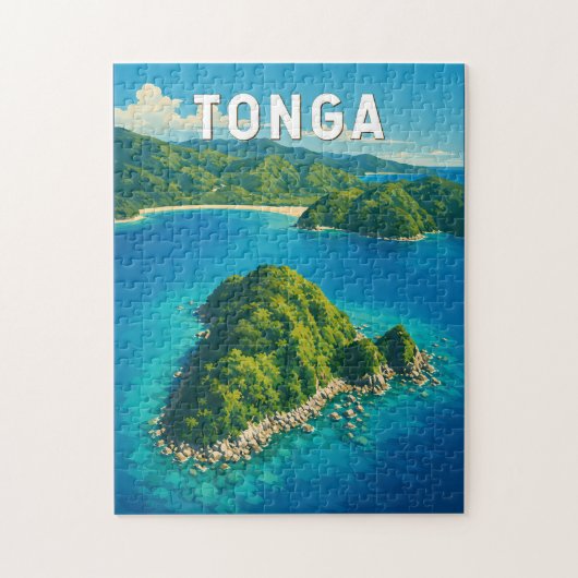 トンガ イラスト 旅行 アート ヴィンテージ ジグソーパズル (縦)