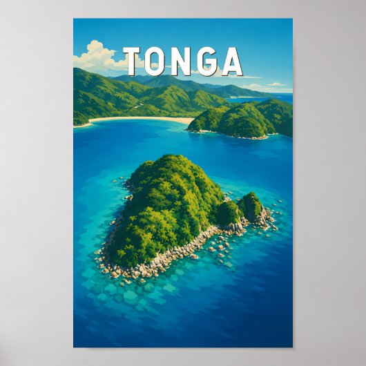 トンガ イラスト 旅行 アート ヴィンテージ ポスター (正面)
