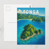 トンガ イラスト 旅行 アート ヴィンテージ ポストカード (正面/裏面)
