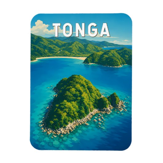 トンガ イラスト 旅行 アート ヴィンテージ マグネット (縦)