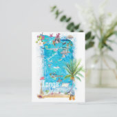 トンガ ポリネシア イラスト トラベル マップ ポストカード (スタンド正面)