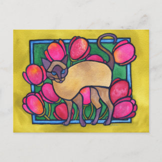 トンキニーズとチューリップ ポストカード