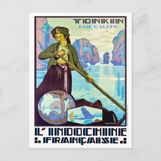 トンキンから漁師、赤い川、ヴィンテージ旅行 ポストカード (正面)