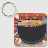 トングおもしろいと串焼き付き漫画BBQグリル キーホルダー (正面)