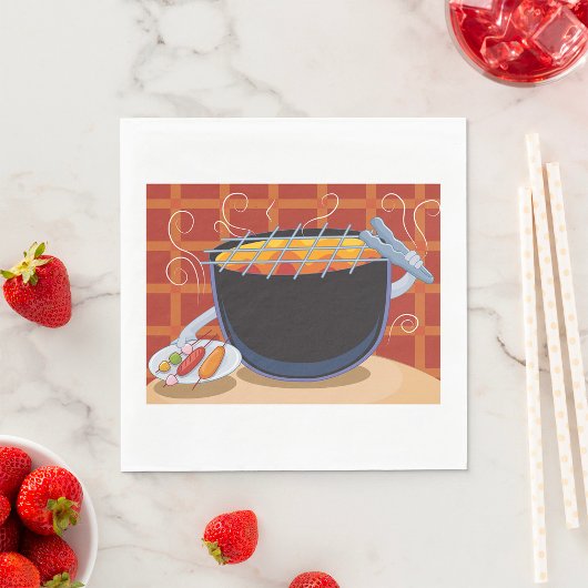 トングおもしろいと串焼き付き漫画BBQグリル スタンダードランチョンナプキン