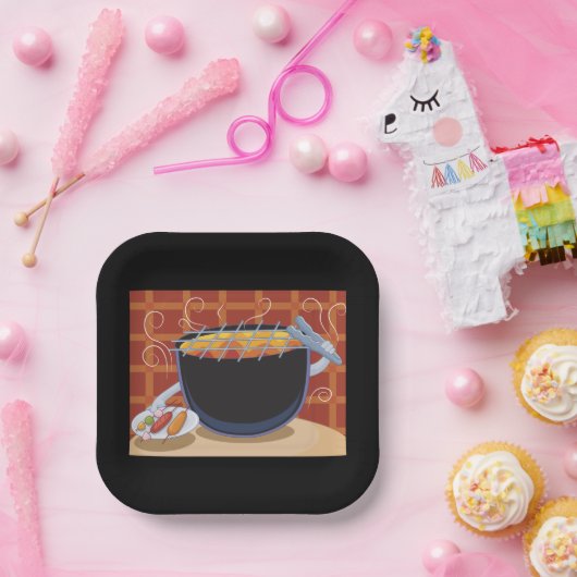 トングおもしろいと串焼き付き漫画BBQグリル ペーパープレート (パーティー)