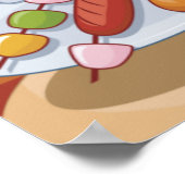 トングおもしろいと串焼き付き漫画BBQグリル ポスター (角)