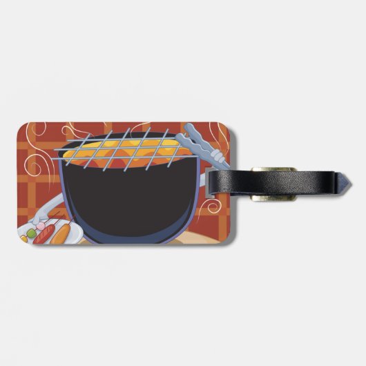 トングおもしろいと串焼き付き漫画BBQグリル ラゲッジタグ (裏面横)