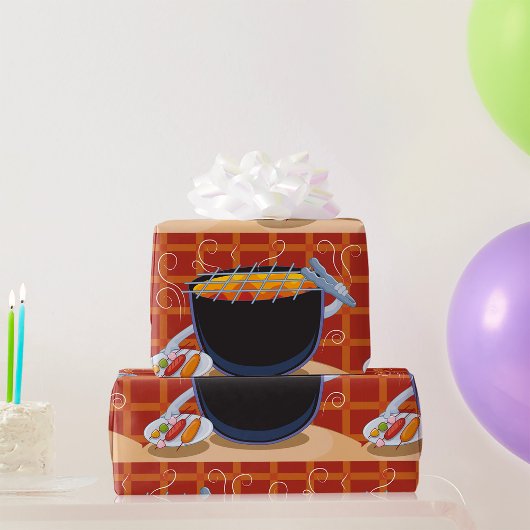 トングおもしろいと串焼き付き漫画BBQグリル ラッピングペーパー