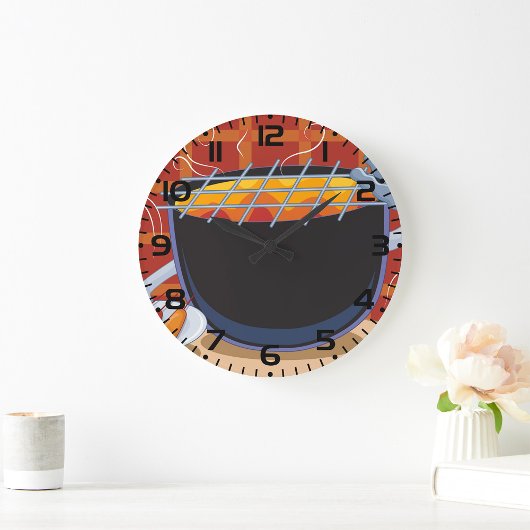 トングおもしろいと串焼き付き漫画BBQグリル ラージ壁時計