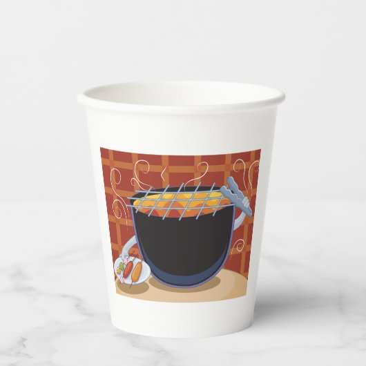 トングおもしろいと串焼き付き漫画BBQグリル 紙コップ (正面)