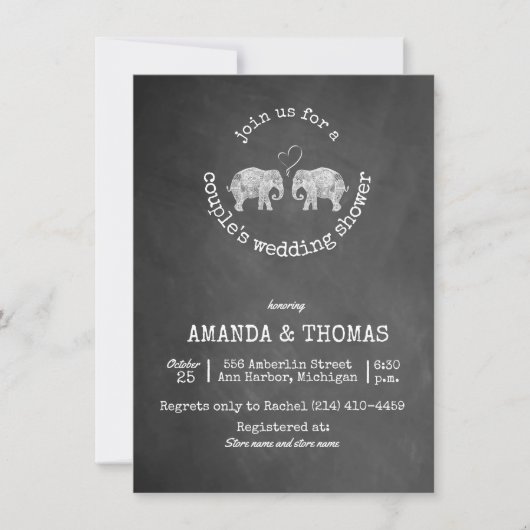 トンスンラブシャルボードカップルのウェディングシャワー 招待状 (正面)