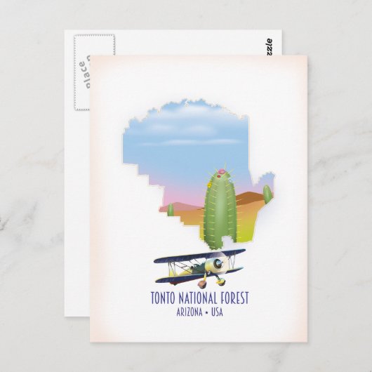 トント国立森林アリゾナ州の地図 ポストカード (正面/裏面)