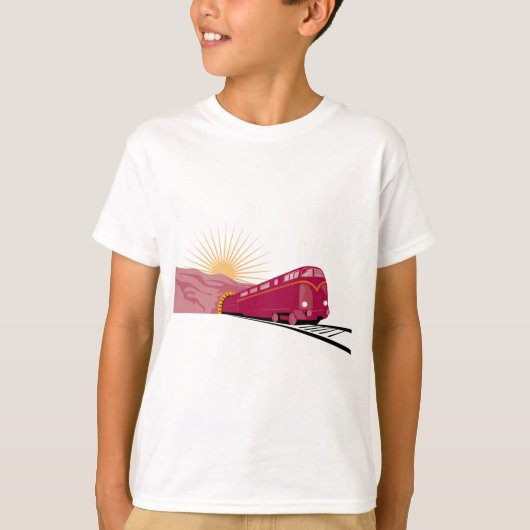 トンネルから出るディーゼル機関車 Tシャツ (正面)