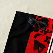 トンネルのビーチのハワイのハイビスカスのサーフボードの赤 ビーチタオル (インサイチュ)