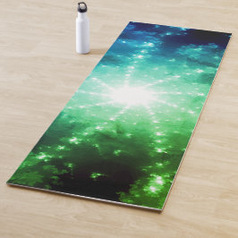 トンネルの終点の明るい緑の青いライト ヨガマット