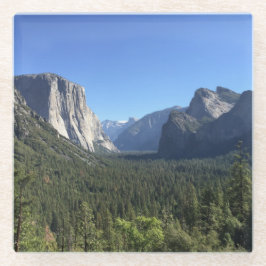 トンネルビューヨセミテバレーブルーカラー写真 ガラスコースター