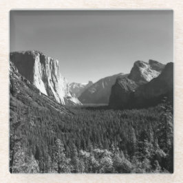 トンネルビューヨセミテバレーモノクロ写真 ガラスコースター