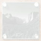 トンネルビューヨセミテバレーモノクロ写真 ガラスコースター (裏面)