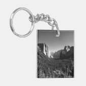 トンネルビューヨセミテバレーモノクロ写真 キーホルダー (正面左)