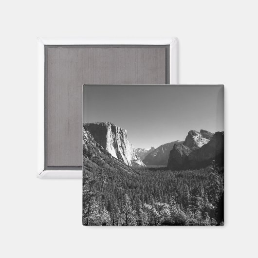 トンネルビューヨセミテバレーモノクロ写真 マグネット (正面/裏面)