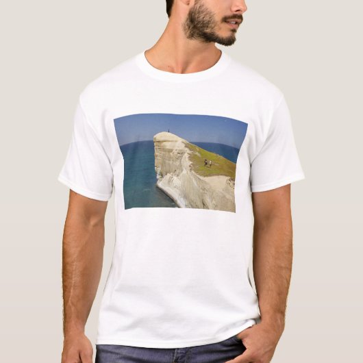 トンネルビーチの崖の上の観光客 Tシャツ (正面)